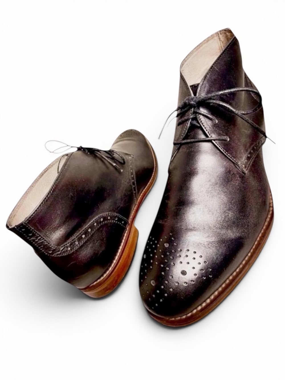 Johnston & Murphy Black Leather Cap Toe Chukka Boots Men’s 10M